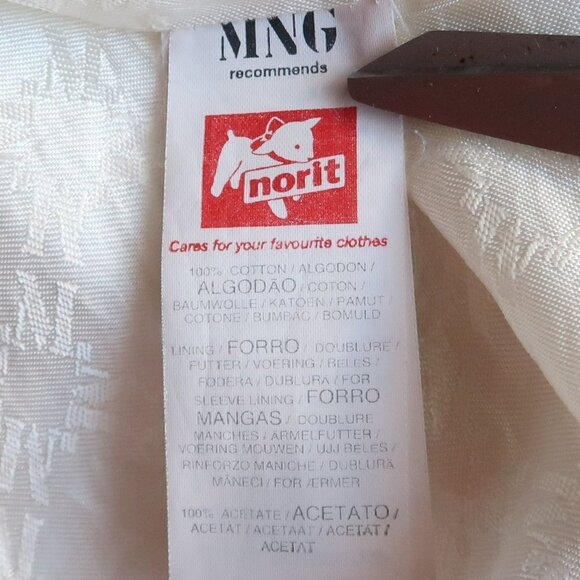 Mango White Cotton Denim Jean Double Breasted Jacket Blazer Short Coat Size 8 - Picture 8 of 9